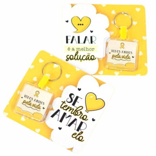 100 Chaveiros + 100 Card Setembro Amarelo