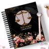 Caderno Universitário Direito Balança Floral com Preto
