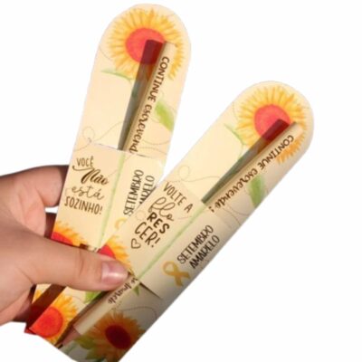 50 Porta lápis + 50 lápis Personalizado Setembro Amarelo