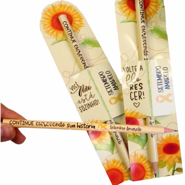 100 Porta lápis + 100 lápis Personalizado Setembro Amarelo