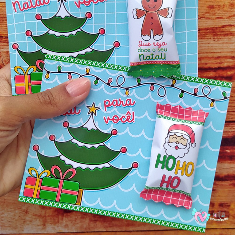 20 Cards de Natal Personalizados + Balas