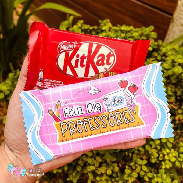 4 Adesivos para Barra de Chocolate Kit Kat Professores