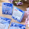 100 Mini Calendarios de Mesa 2025 Coleção Flores Azul