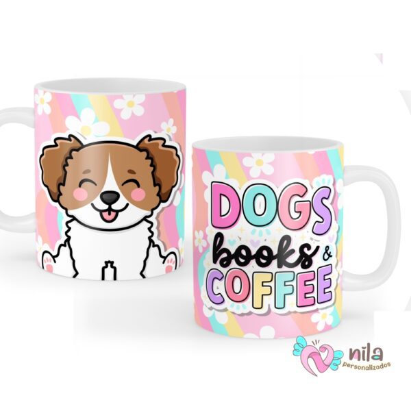 Caneca Fofurinhas Dogs Books & Coffee