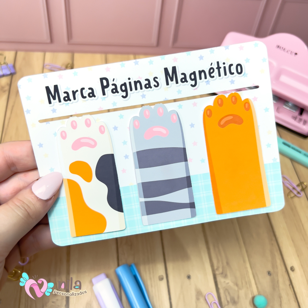 Kit com 3 Marca Página Magnético Patinhas