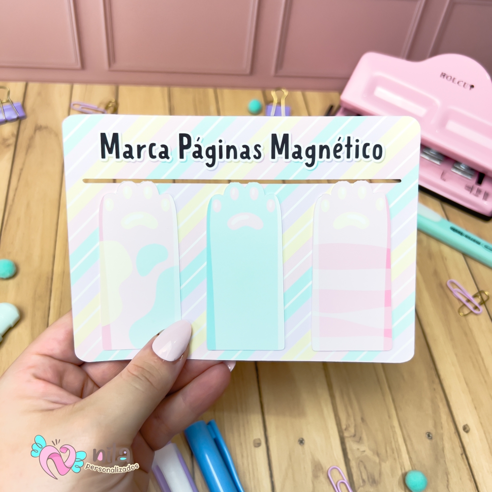 Kit com 3 Marca Página Magnético Patinhas - Imagem 2