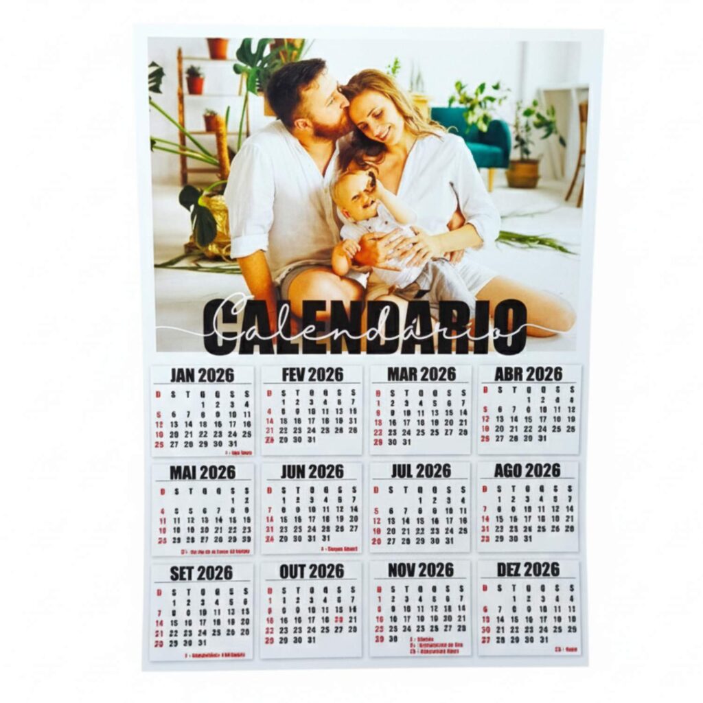 50 Calendários 2026 de Parede – Grande Tamanho A4 – Nila Personalizados