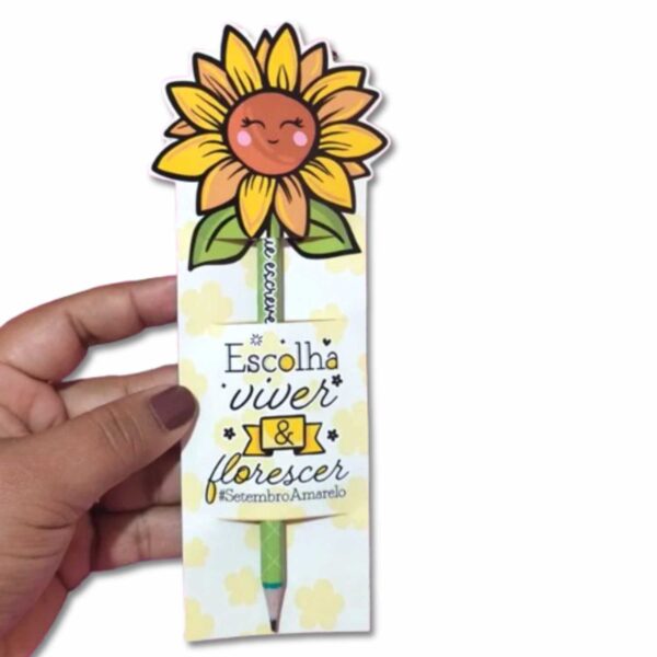 15 Porta lápis + 15 lápis Setembro Amarelo Flor
