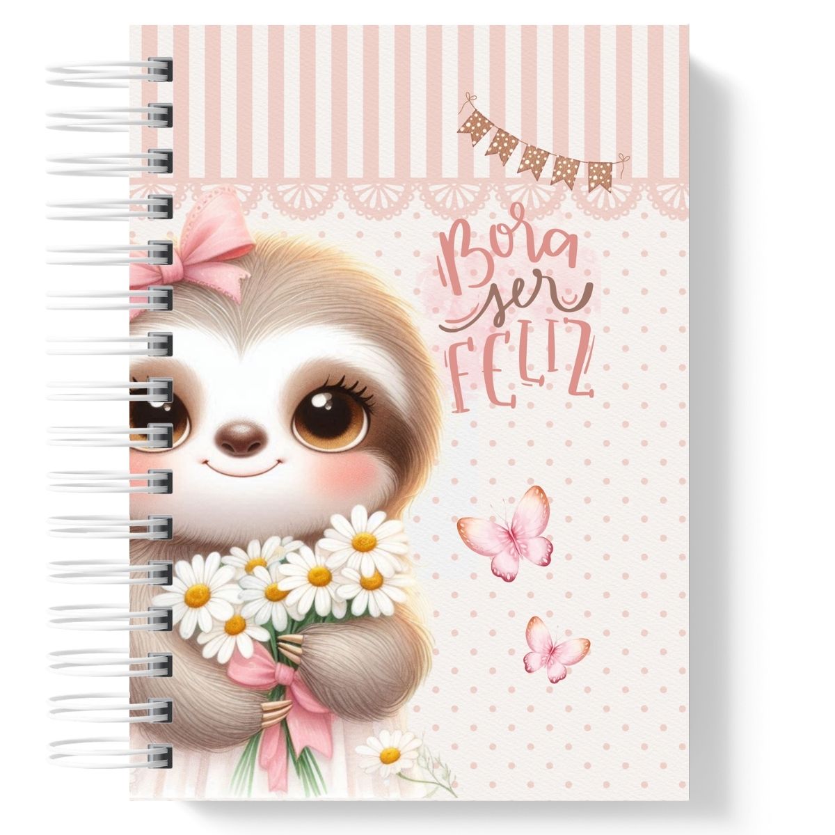 Caderno Universitário Preguiça Rosa Personalizado com Nome - Imagem 6