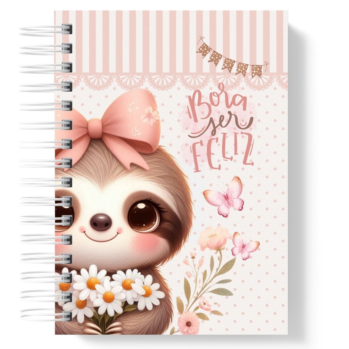 Caderno Universitário Preguiça Rosa Personalizado com Nome - Imagem 5