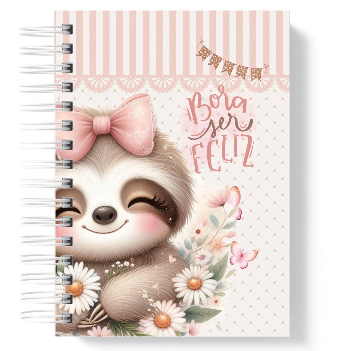Caderno Universitário Preguiça Rosa Personalizado com Nome - Imagem 4