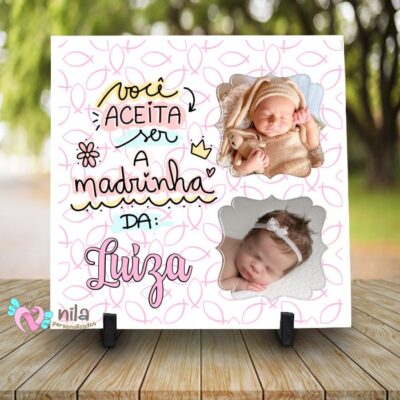 Azulejo Personalizado Aceita ser Dinda ou Dindo