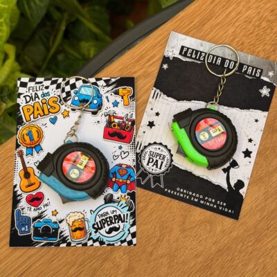 10 Chaveiros Mini Trena com Card Dia dos Pais