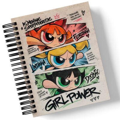 Caderno Meninas Poderosas A5 personalizado com nome na capa